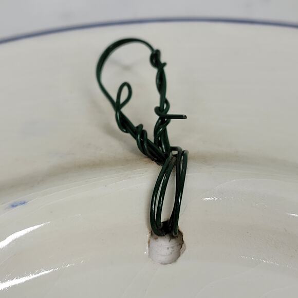 Vtg Hand Painted Israel Ceramic Wall Plate 8.5” Grapes Floral Botanical Blue Rim - Picture 10 of 16